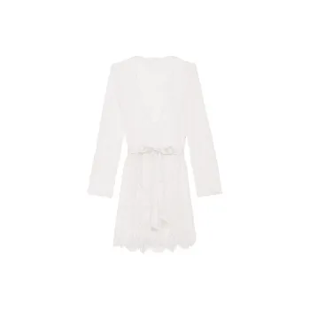 Victoria's Secret Sheer Lace Wrap Robe Pajama Robe Women's Coconut White
