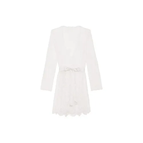 Victoria's Secret Sheer Lace Wrap Robe Pajama Robe Women's Coconut White