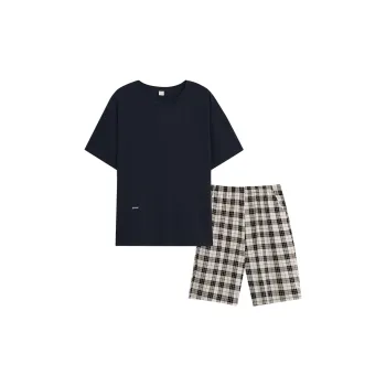 Sha Qian Pajama Set Summer Men's Black
