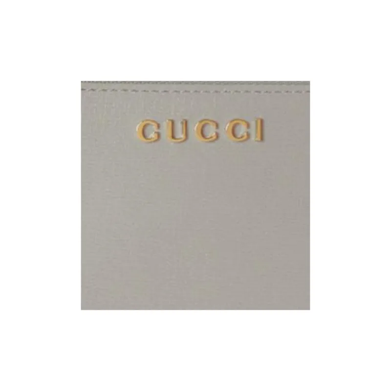 GUCCI Leather Key Pouch Unisex Light Gray-4