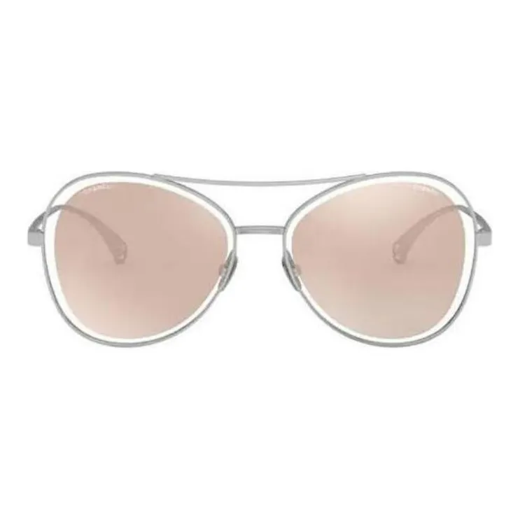 CHANEL Metal Aviator Sunglasses Women's Silver-1