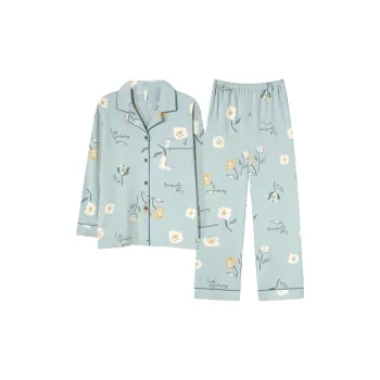 MIIOW Pajama Set Women's Light Blue Floral All over Print