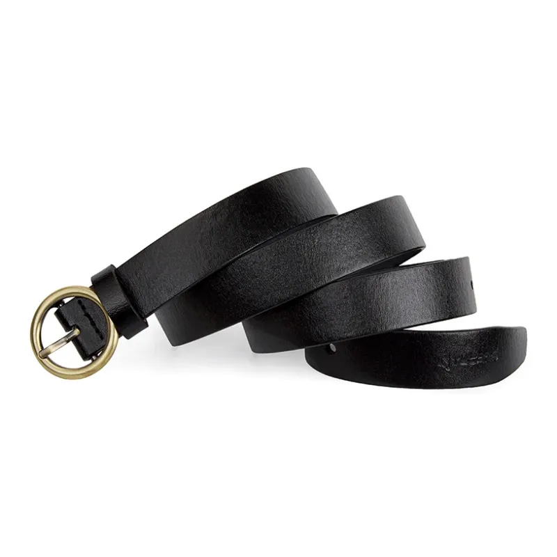 TUCANO Bovine Split Transfer Leather Belts Women's Black/White Width 2.4cm-4