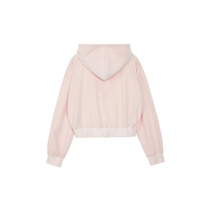 Rest&Recreation VELVET CROPPED HOODIE Sweatshirt Women's PINK/Pink-1