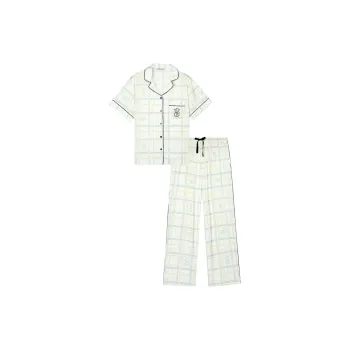 Victoria's Secret Pajama Set Women's Vanilla White Plaid