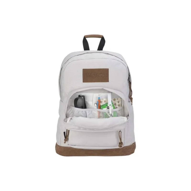 JanSport Suede Leather Backpack Unisex Gray-6