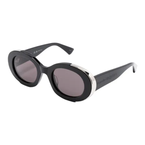 Alexander McQueen Eyewear Logo-engraved Oval-frame Sunglasses