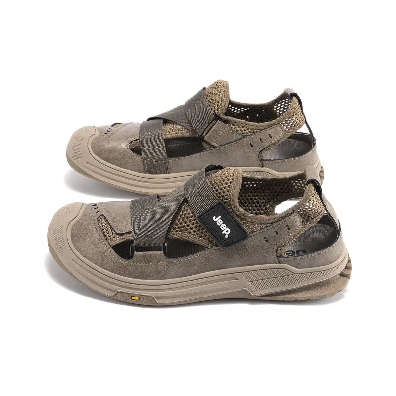 Jeep Abrasion Resistant Lightweight Breathable Quick Dry Slip Resistant Odor Resistant River Trekking Shoes Men's Khaki-2