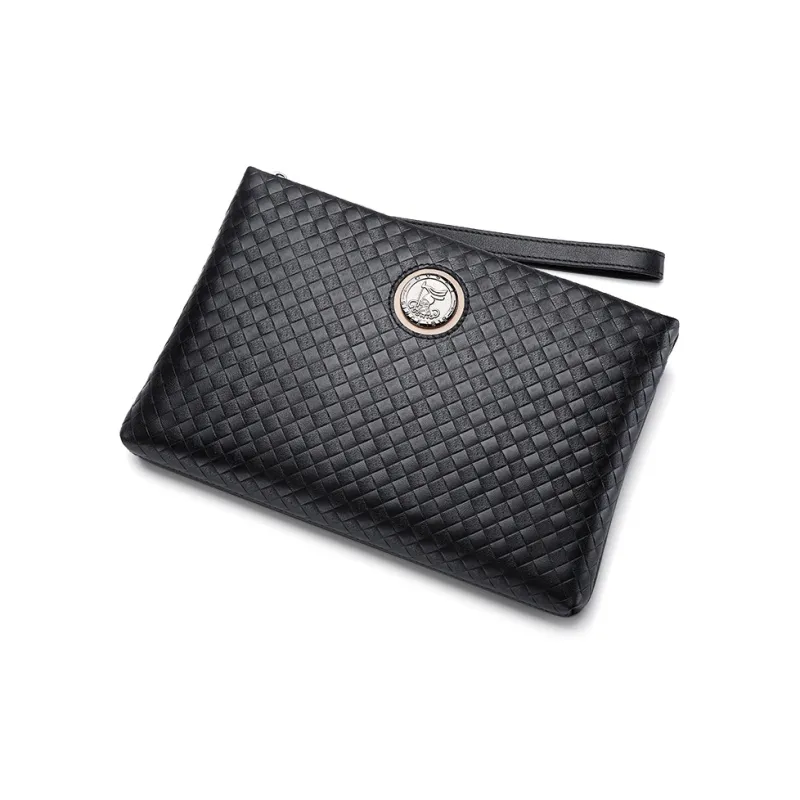 GUSKI Cow Leather Large Capacity, Trendy Multiple Card Slots Briefcase Regular Men's Black-1