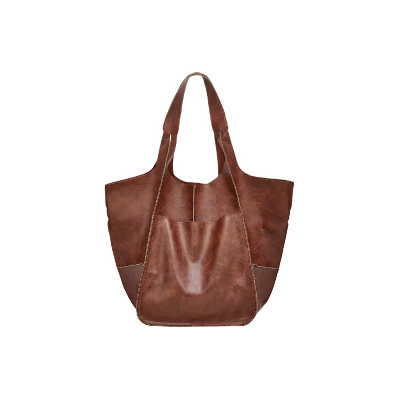 H YXIANG PU Tote Bag, Shopping Bag, Shoulder Bag Women's Black/Brown/Khaki-4