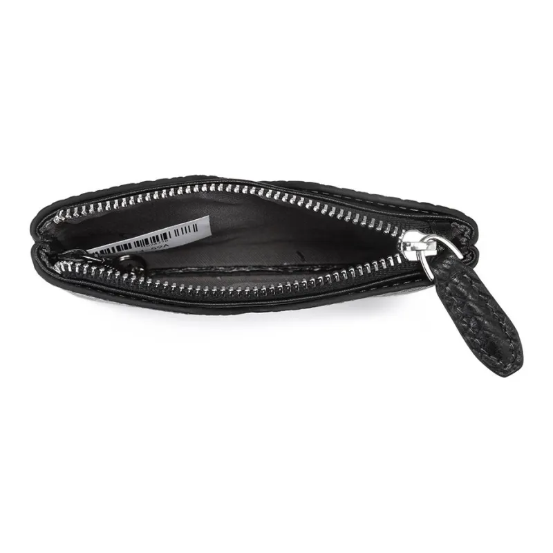 PIERRE CARDIN Top Grain Cow Leather Advanced Woven Pattern Business Wallet Cropped Purse Regular Men's Black-4