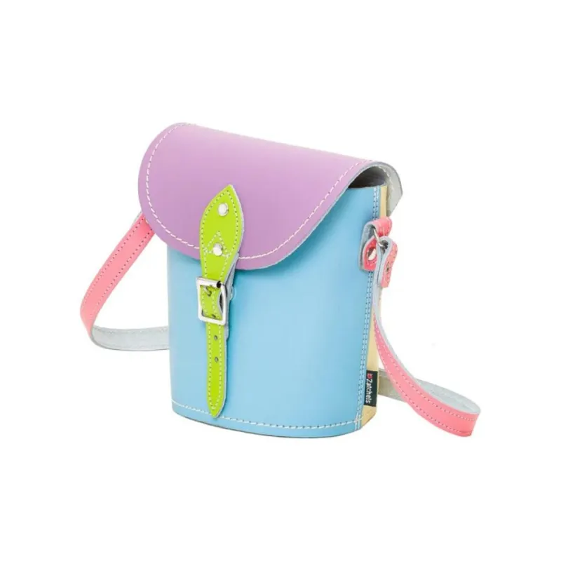Zatchels Leather Crossbody Bag Shoulder Bag Small Size Women's Pink Blue-1
