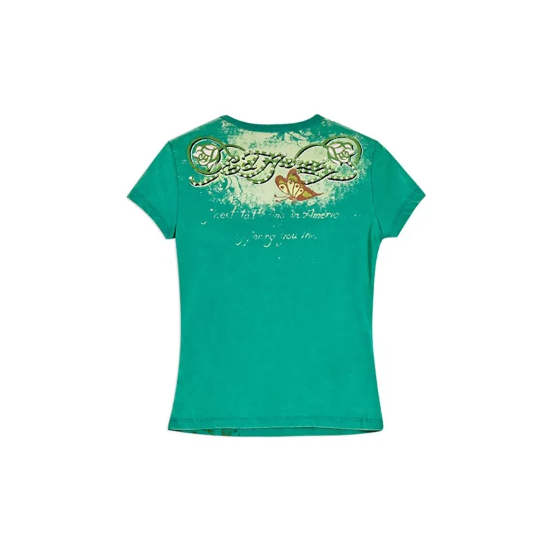 Ed Hardy T Shirt Women's Forest Dark Green-1