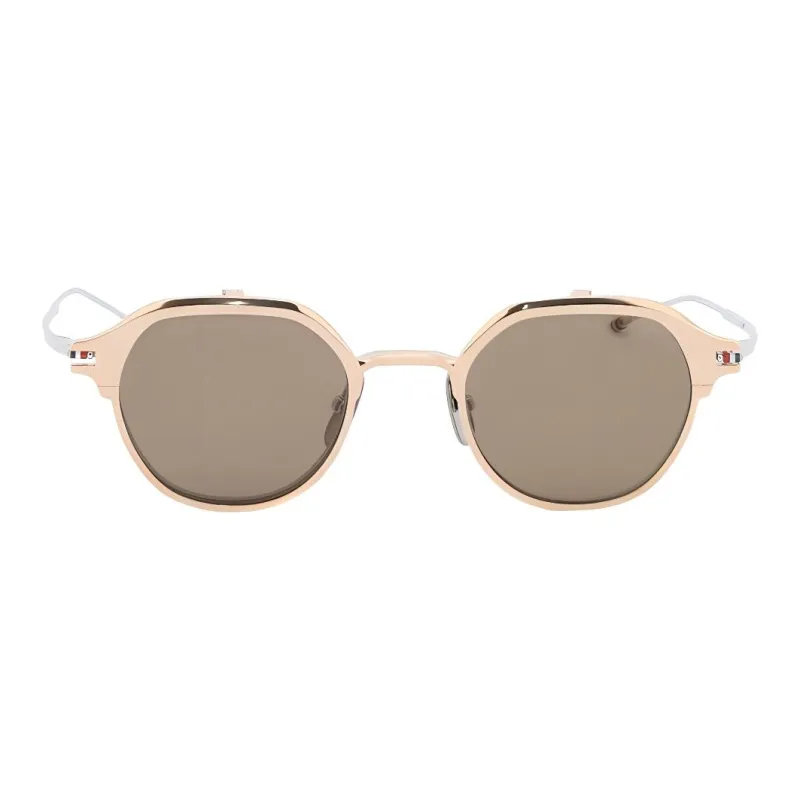 THOM BROWNE· Titanium Irregular Shape Sunglasses Men's Beige-2