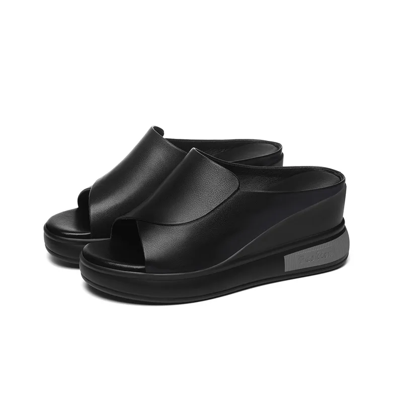 Golden Silk Rabbit PU Polyurethane Slide Slippers Women's-2