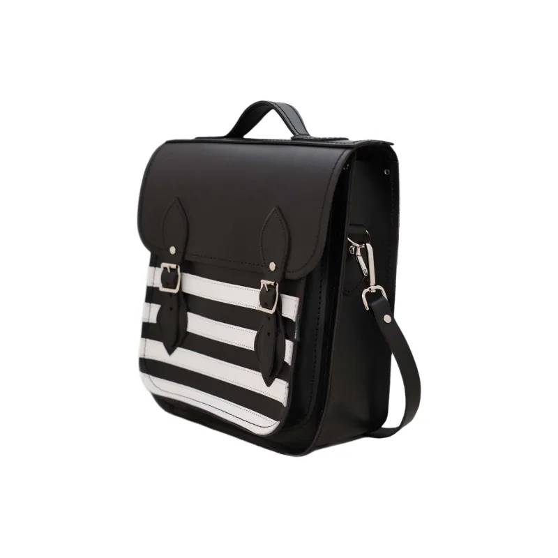 Zatchels Leather Backpack Unisex Black & White-1