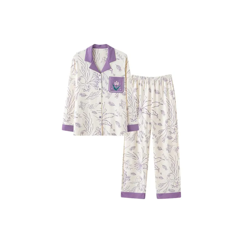 MIIOW Pajama Set Women's Purple Floral-0