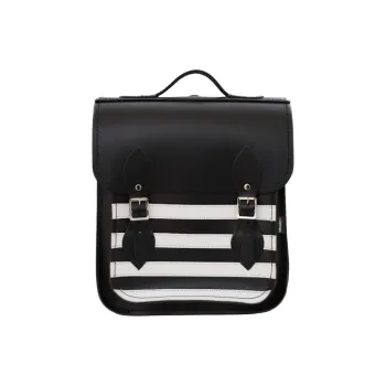 Zatchels Leather Backpack Unisex Black & White