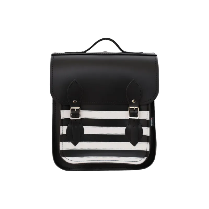 Zatchels Leather Backpack Unisex Black & White-0