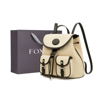FOXER Synthetic Leather Portable One Shoulder Backpack Regular Women's White/Black