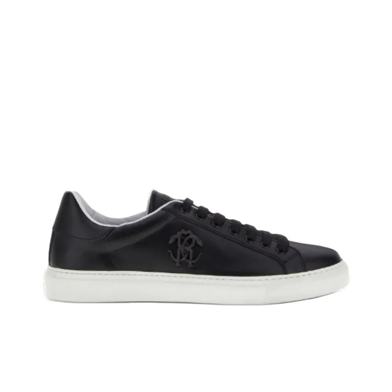Roberto Cavalli Monogram RC Low-Top Skateboard Shoes Men's Black-1