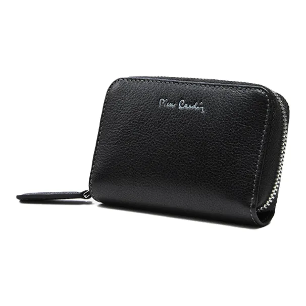 PIERRE CARDIN Top Grain Cow Leather Office Travel Wallet Men's Black-3