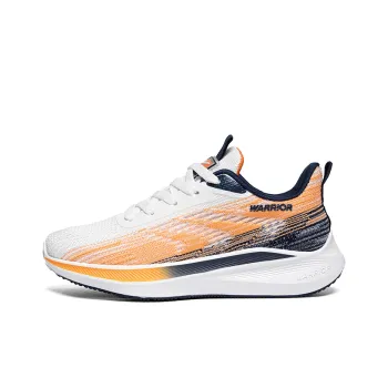 Warrior Students Mesh Sports Running Shoes Lightweight And Breathable Low-Top Casual Shoes Men's White Orange Dark Blue