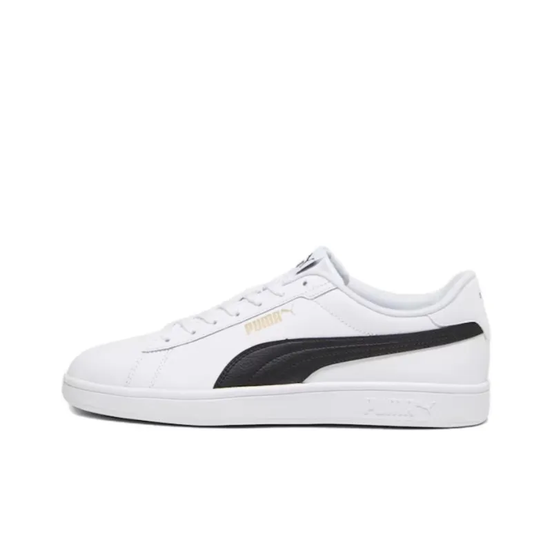 PUMA Smash 3.0 L Anti Slip Wear Resistant Low Top Skateboard Shoes Unisex White Black-0