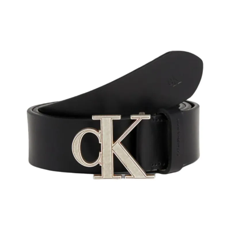CK/Calvin Klein Brand Logo Leather Belts Men's Black Width 3.5CM-0