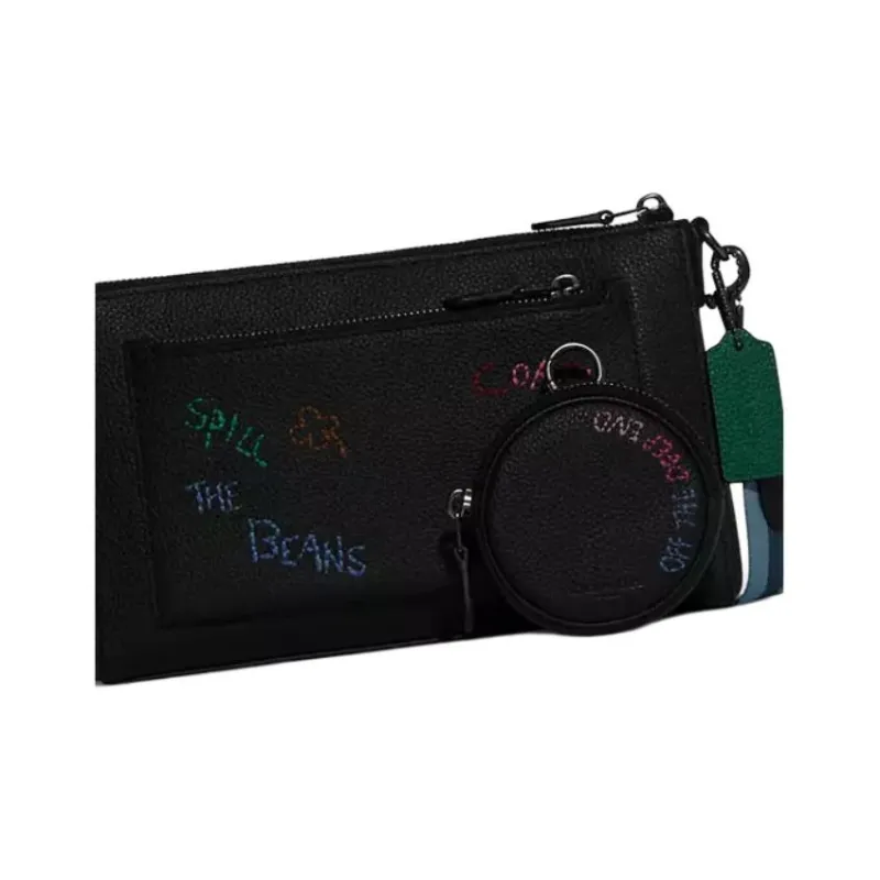 COACH Diary Collaboration Holden Pebbled Leather 3 in 1 Shoulder Bag, Crossbody Bag Mini Unisex Black-1