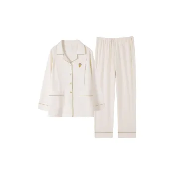 MIIOW Pajama Set Women's Milk White Fresh Flower
