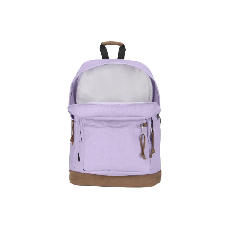 JanSport Suede Leather Backpack Unisex Light Purple-5