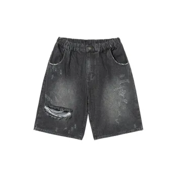 LOOKUN Denim Shorts Unisex Black