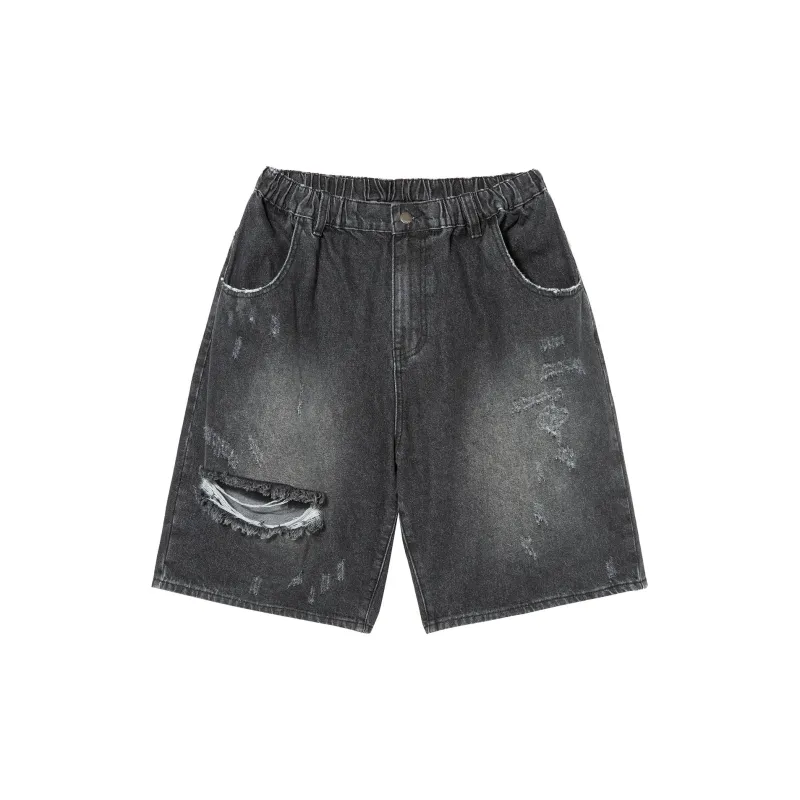 LOOKUN Denim Shorts Unisex Black-0