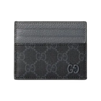 GUCCI Supreme Canvas Card Clip Card Holder Unisex Black