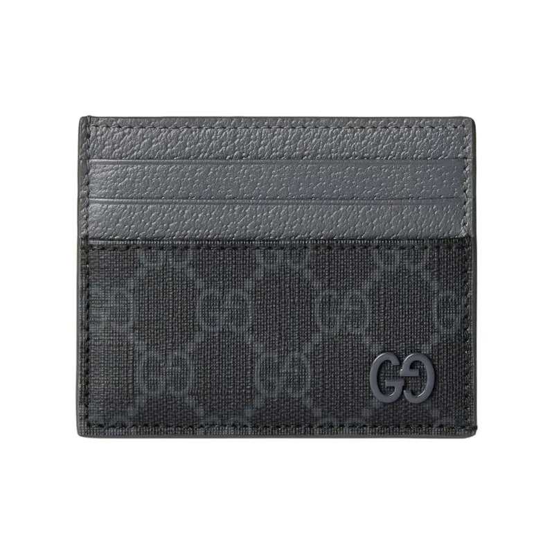 GUCCI Supreme Canvas Card Clip Card Holder Unisex Black-0
