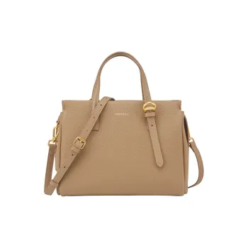 YEARCON Cow Leather Bonded Synthetic Leather Shoulder Bag Crossbody Bag Handbag Large Size Women's Khaki/Black