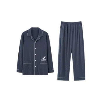 MIIOW Pajama Set Men's Navy Blue Feather