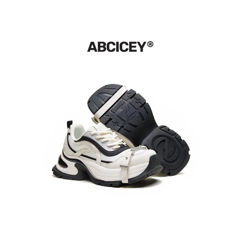 ABCICEY Chunky Sneakers Unisex Low Top Black/White-1