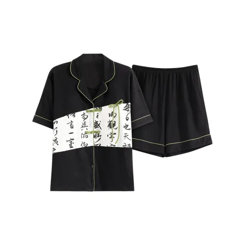 The Story Of The Flower Season Pajama Set Women's Black