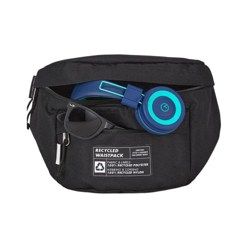 JanSport Recycled Nylon Fanny Pack Unisex Black-2