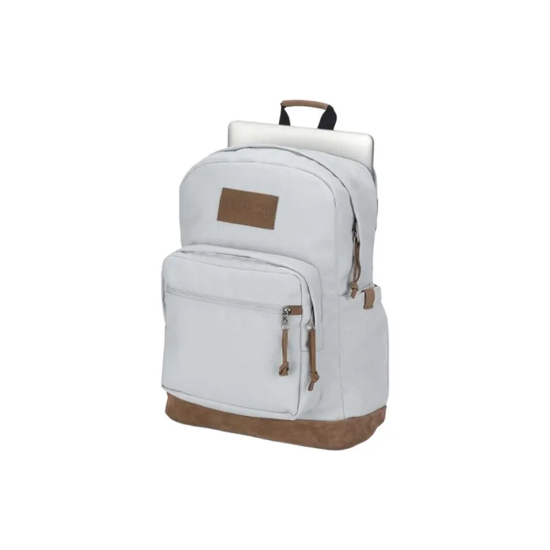 JanSport Suede Leather Backpack Unisex Gray-3