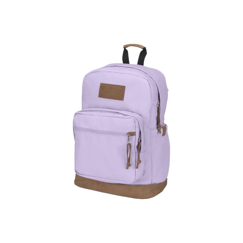 JanSport Suede Leather Backpack Unisex Light Purple-1