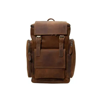 KONADCT Top Grain Cow Leather Multi Pocket Backpack Unisex