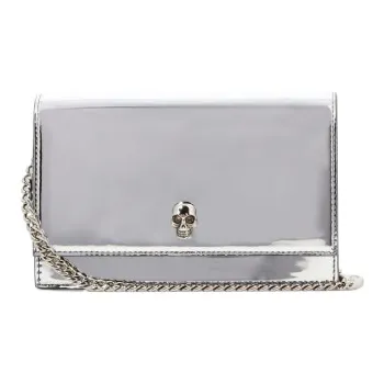 Alexander McQueen Leather Small Square Bag, Crossbody Bag, Shoulder Bag Women's Silver