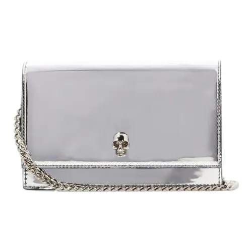 Alexander McQueen Leather Small Square Bag, Crossbody Bag, Shoulder Bag Women's Silver
