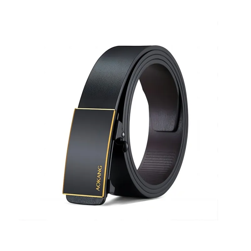 AOKANG Fine Texture Business Wearable With No Button Closure Cow Leather Belts Men's Width 3.4cm-1