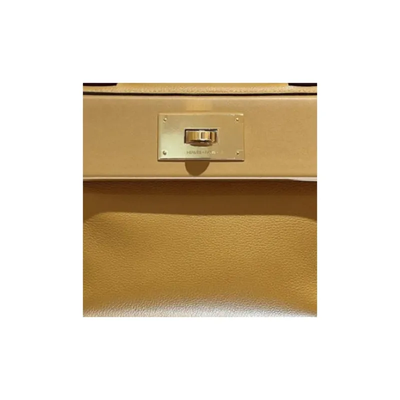 HERMES 24/24 Evercolor & Swift Calf Handbag, Shoulder Bag, Crossbody Bag Mini Women's Caramel & Denim Blue-4