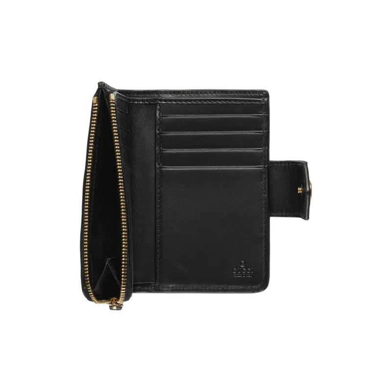 GUCCI Leather Wallet Medium Size Women's Black-5