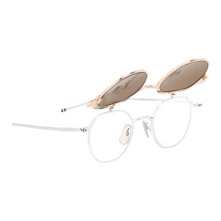 THOM BROWNE· Titanium Irregular Shape Sunglasses Men's Beige-1